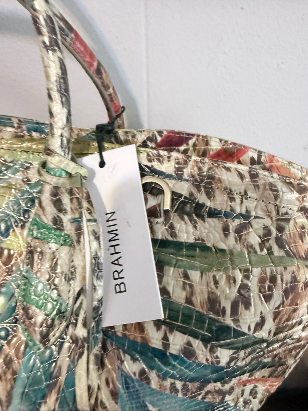 Brahmin Multicolor Palm Leaf & Leopard Print Tote - Picture 3 of 14